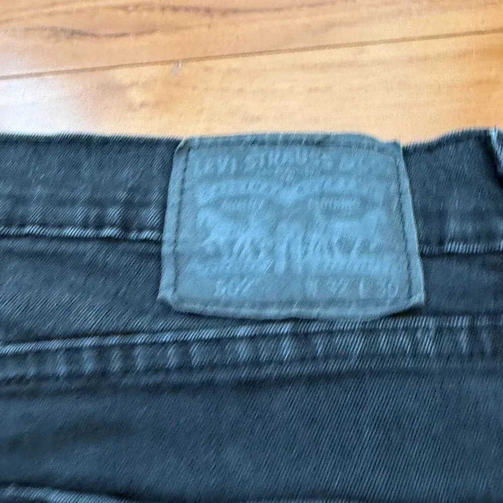 Men Levi’s 502 Regular Taper Fit Jeans Black Stretch Denim W32 L30 Denim Casual